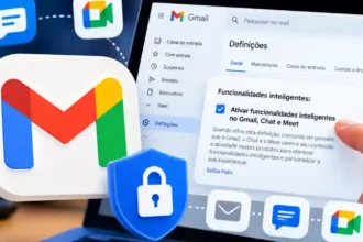 Opção de configuração que ativa o uso de dados nas funcionalidades inteligentes Gmail.