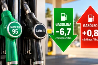 Painel de posto exibe variação nos preços dos combustíveis com diesel em alta e gasolina em queda.